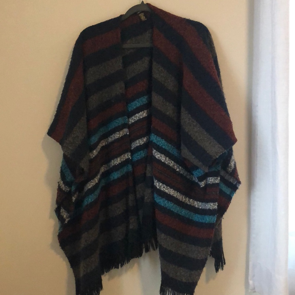 Turquoise, burgundy, and navy kimono